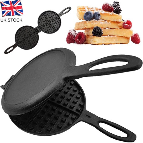 Cast iron waffle maker pan - iron, 6in